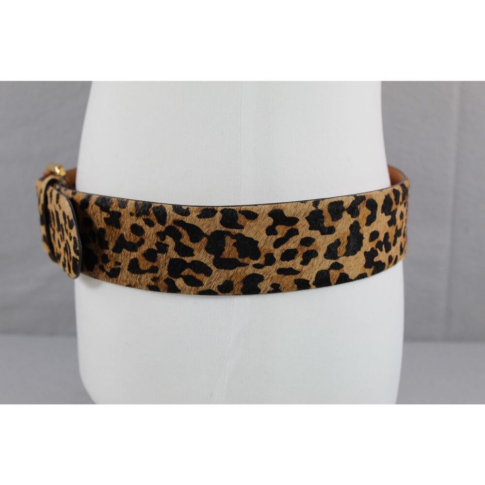 Lauren Ralph Lauren Belt Women's M Brown Leopard Print Wide Waist Leather Buckle - Picture 2 of 15